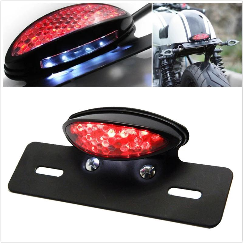 Motorcycle Chrome Integrated 12V LED Light Tail Brake Rear Brake License Plate Mount For Honda Cafe Racer