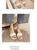 Women's Summer 2022 Crystal Chunky Heel Square Toe Sandals