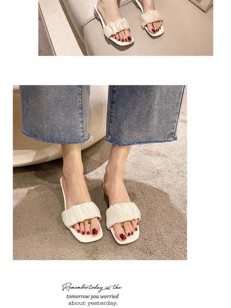 Women's Summer 2022 Crystal Chunky Heel Square Toe Sandals