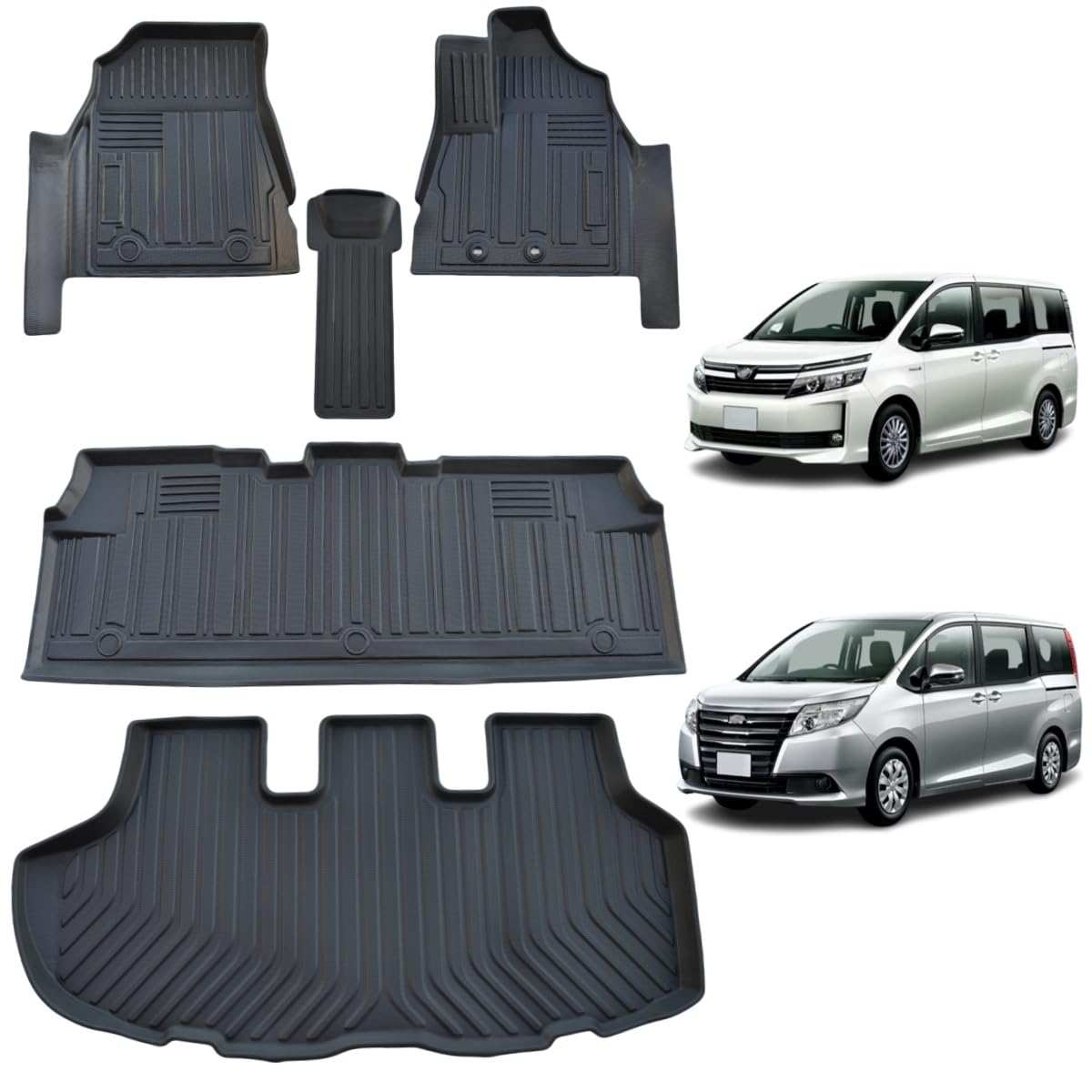 

REJEEKAR 3D Коврики для пола для Toyota Voxy и Noah Багажник Водонепроницаемые и 3D TPE Коврики для пола Автомобильные декоративные принадлежности для серии 80 Voxy и Комплект (80 чёрный