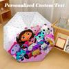 Windproof Folding Umbrella, 8‑Rib Auto Open Close Gabby’s Dollhouse Umbrella for Rain Sun Protection