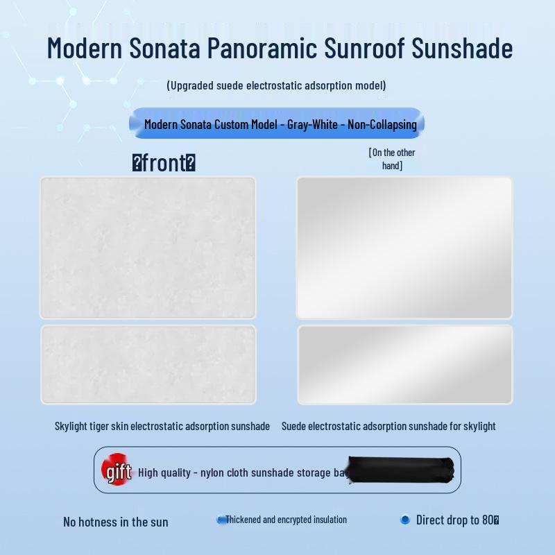 Static Sunshade for 2020 Hyundai Sonata Sunroof: Heat Insulation, Sun Protection, Privacy Shield, Opaque