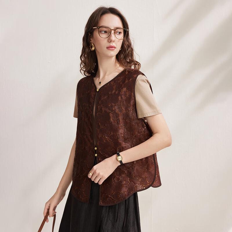Zhaojun Women's New Chinese Style Jacquard Mulberry Silk Vest