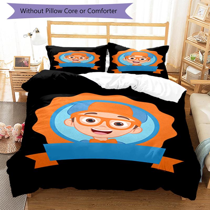 3pcs Blippi Bedding Set Duvet Cover Closure Includes 1 Duvet Cover & 2 Pillowcases, Soft and Comfortable for All Seasons.