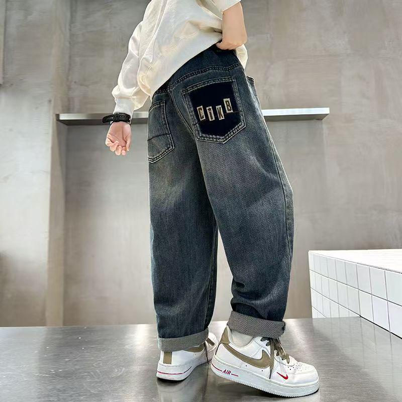 Boys' Stylish Jeans for Spring/Autumn - Trendy and Versatile Long Pants for Medium to Large Children