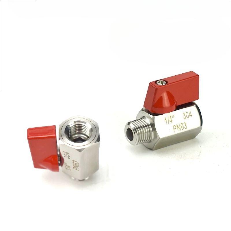 Red Handle 1/8 1/4 3/8 1/2 BSP Female Male 304 Stainless Steel Sanitary Mini Ball Valve Homebrew Food Grade