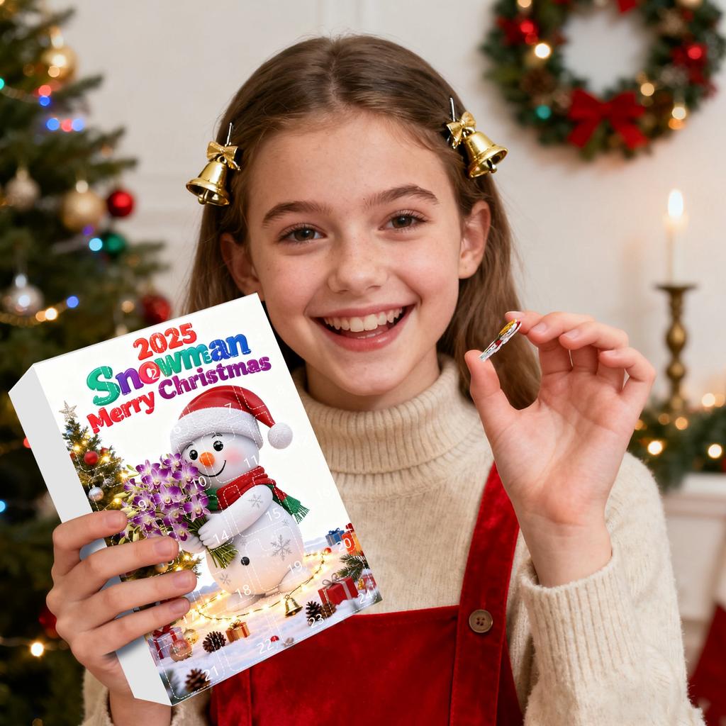 Christmas Advent Calendar, 24 Day Advent Calendar, Includes Snowmen And Santa Hats, Multi-functional Christmas Ornaments, 2D Hanging Gift.