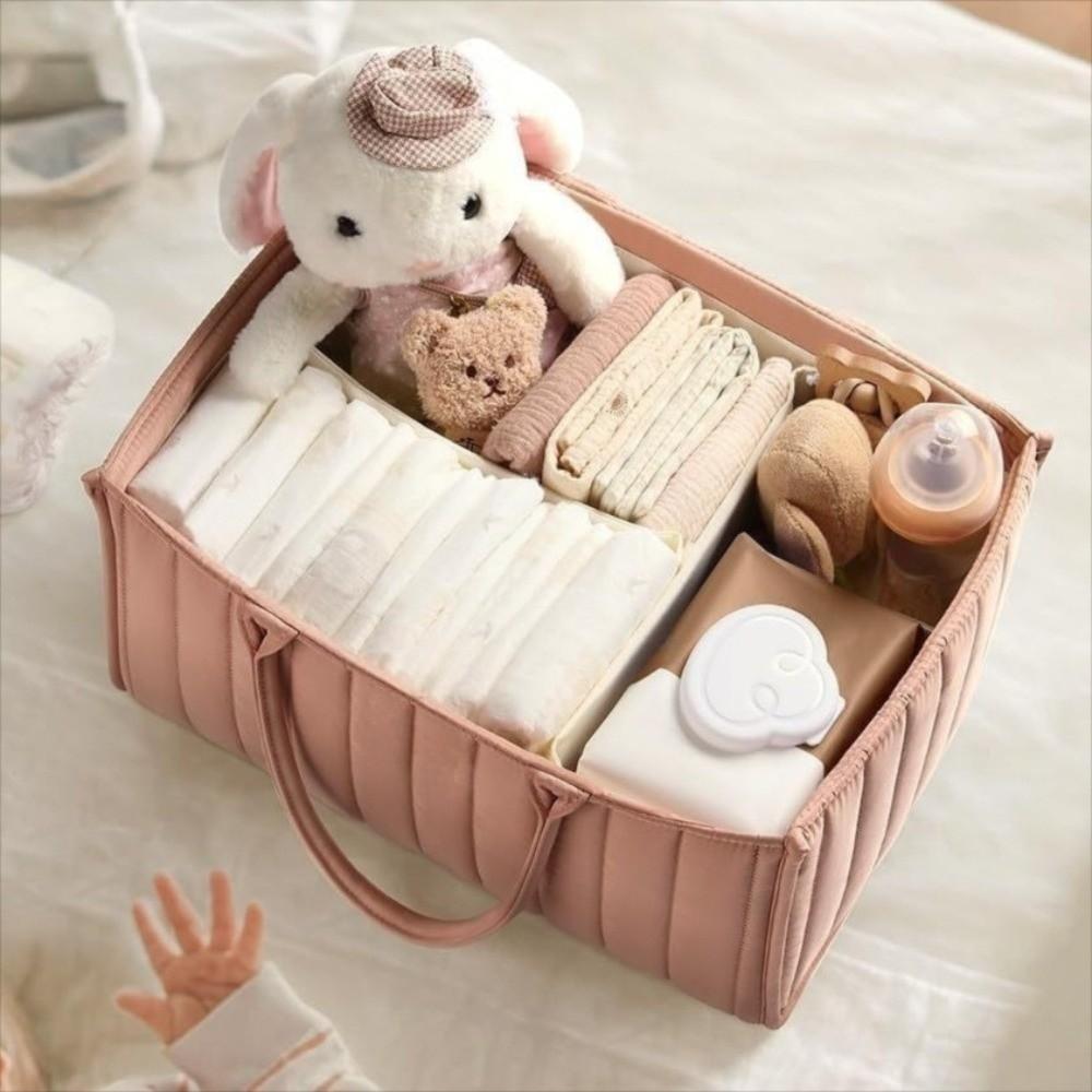 Floral Beige Baby Diaper Organizer Large Capacity Nursery Storage Basket Baby Shower Gift