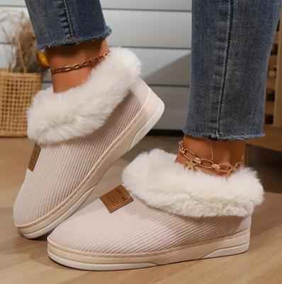 Cotton Slippers Women's Winter Indoor Home Velvet Thickness Bag Heel Can Be Worn Outside Non-slip Warm Cotton Shoes
