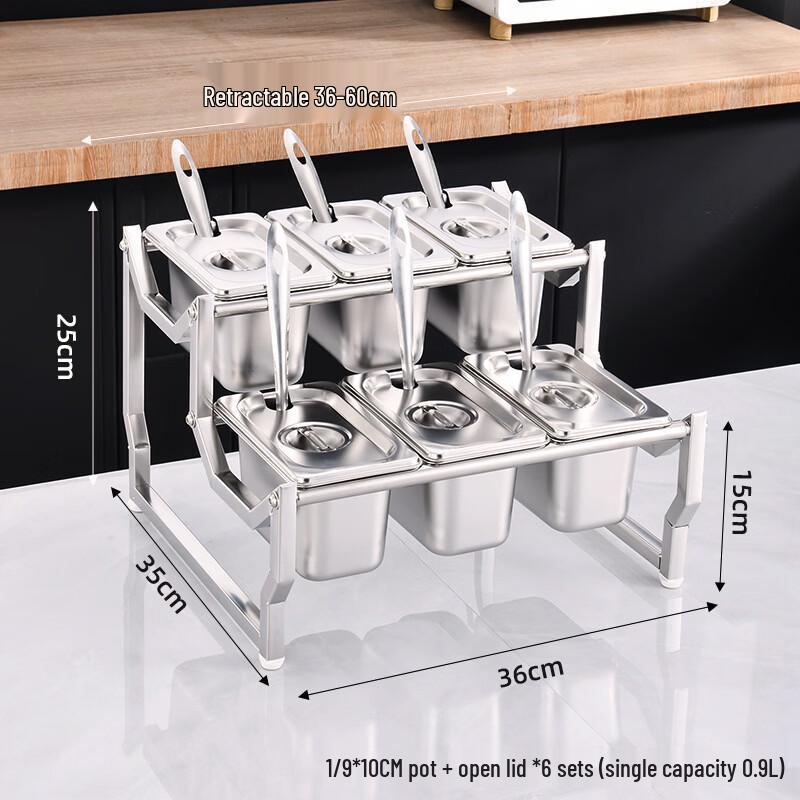 Handun Commercial Stainless Steel Condiment Dispenser with Rack