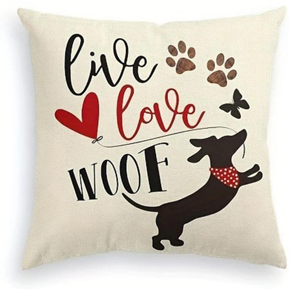 Puppy Pattern Printing Pillowcase Home Bedroom Room Decoration Living Room Sofa Chair Cushion Cover Polyester Material