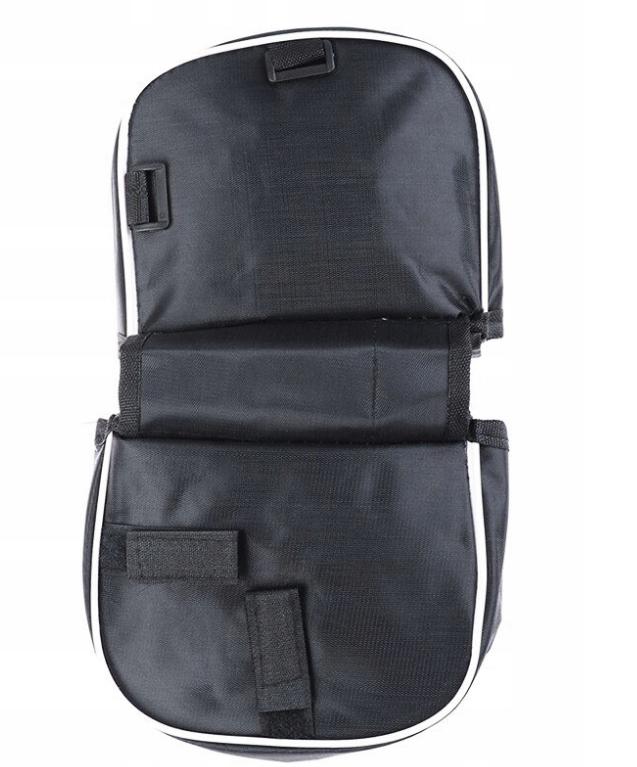 Two-compartment bicycle frame bag with reflector