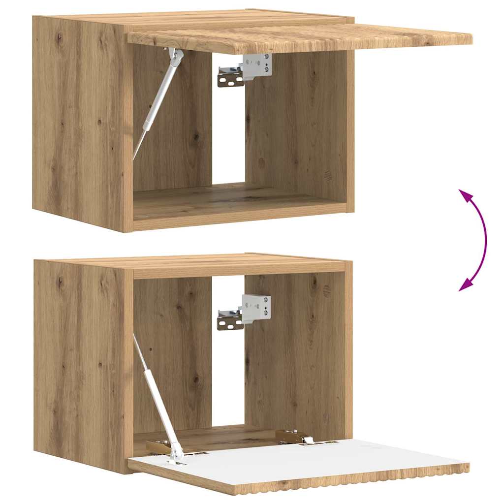 Wall Mounted TV Cabinet Rustic Oak Design 39 X 31 X 29.5 Cm