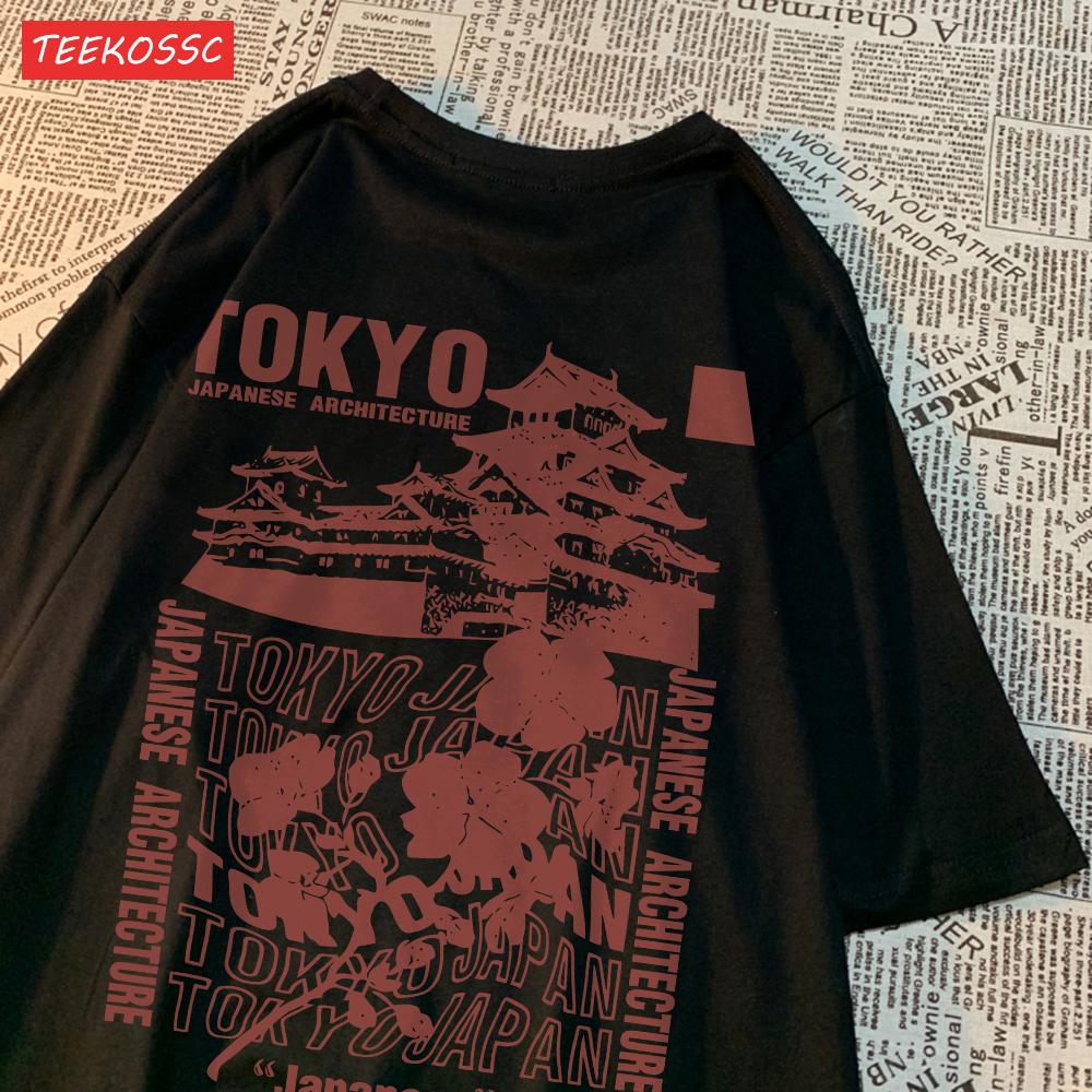 Trendové Bavlněné Dámské Trička Japonské Tokio Tisk Sakura Streetwear Měkké Prodyšné Oversize Letní Street Dámské Oblečení