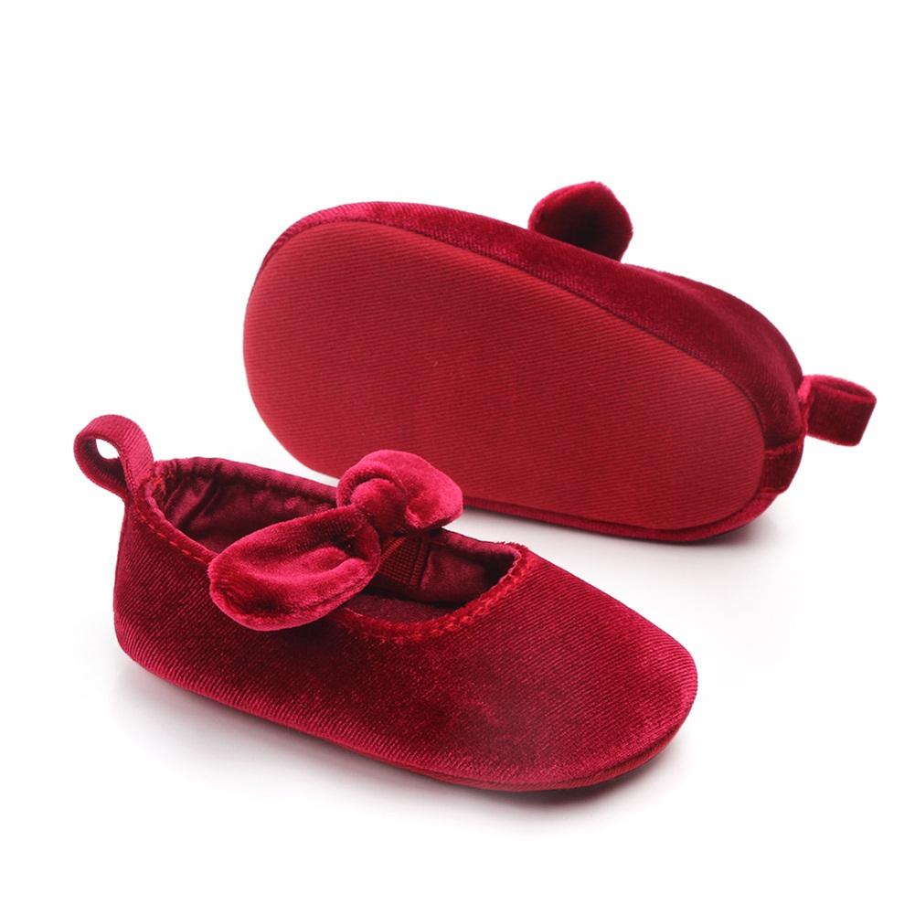 Toddler Kids Sweet Solid Newborn Walking Soft Shoes Bow Ribbon First Walkers Headwear Party Girls