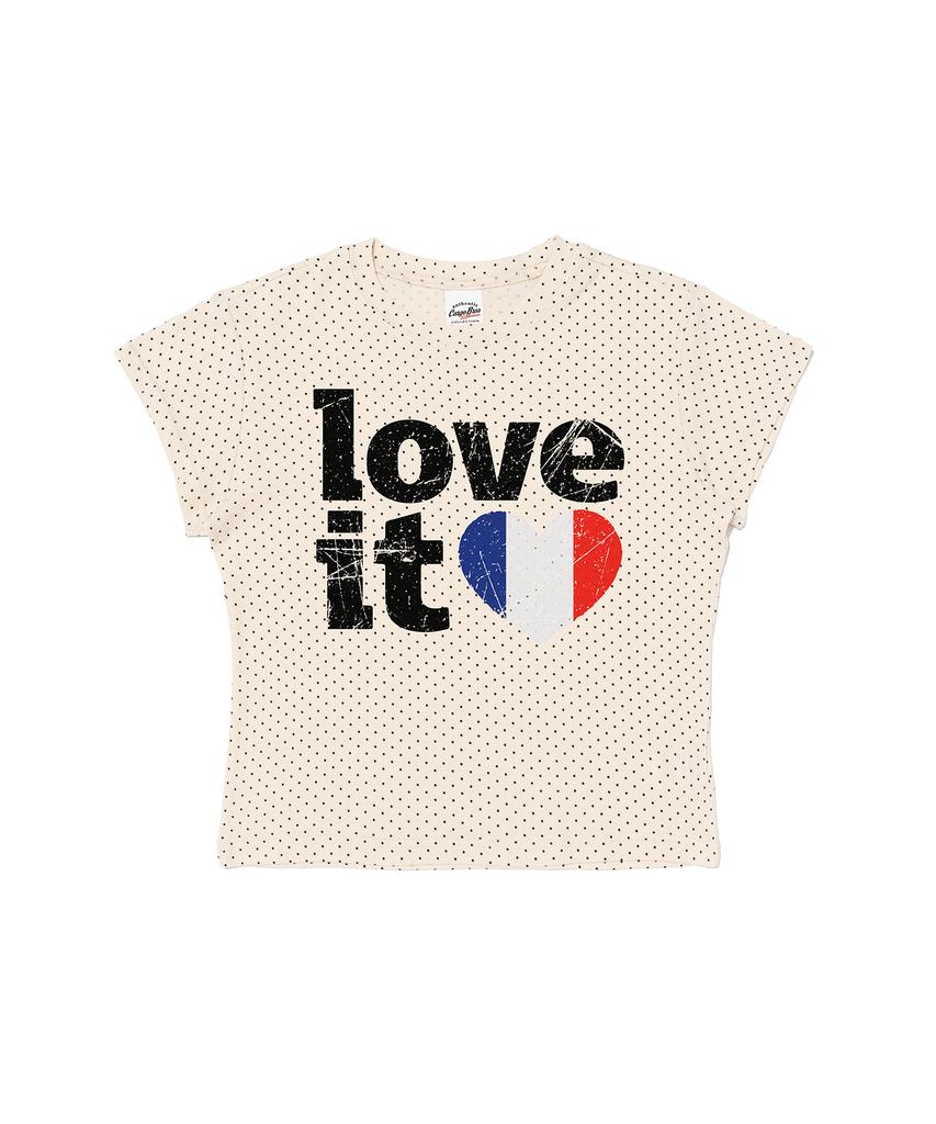 CARGOBROS FOR WOMAN Vintage Heart Paris Flag Short Sleeve T-Shirt (Ivory)