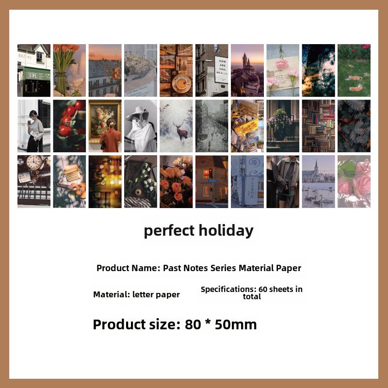 Past Notes Retro Sticker Booklet - Cute & Non-Sticky, 60 Sheets Scrapbooking Paper