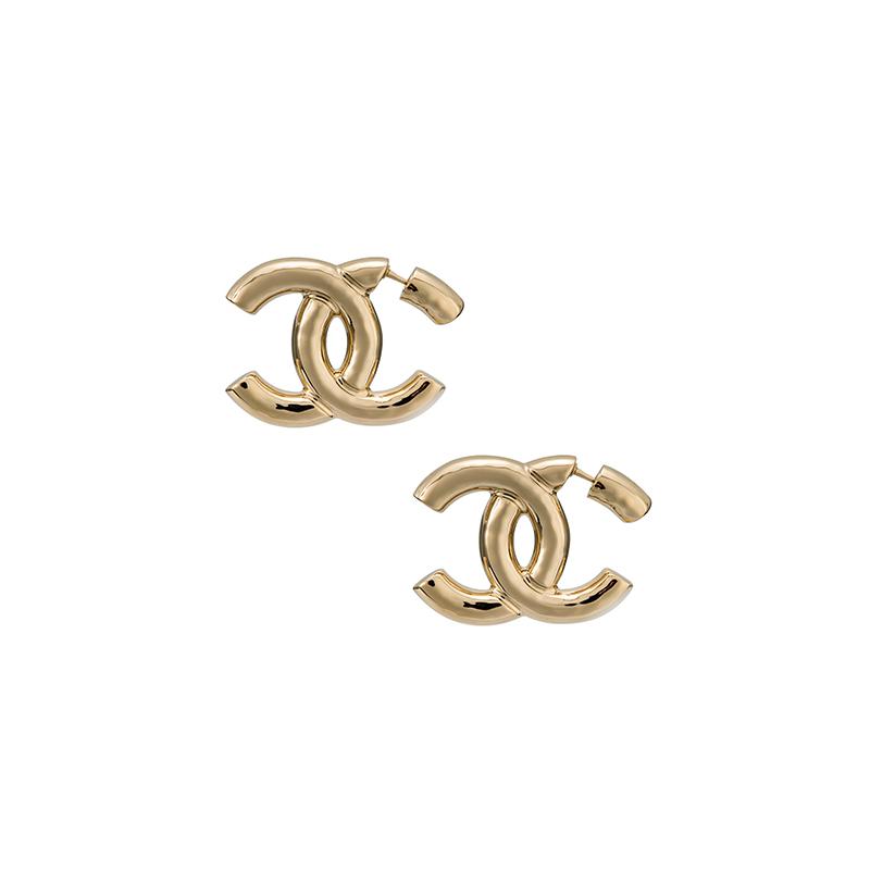 

CHANEL [Early Spring New Style 22C] Letter LOGO Metal Earrings Women s Gold золотий