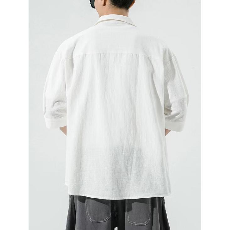 China-Chic Men'S Wear Chinese Style Shirt Men'S Button Shirt Cool Bamboo Leaf Embroidery Republic Of China Tang Suit