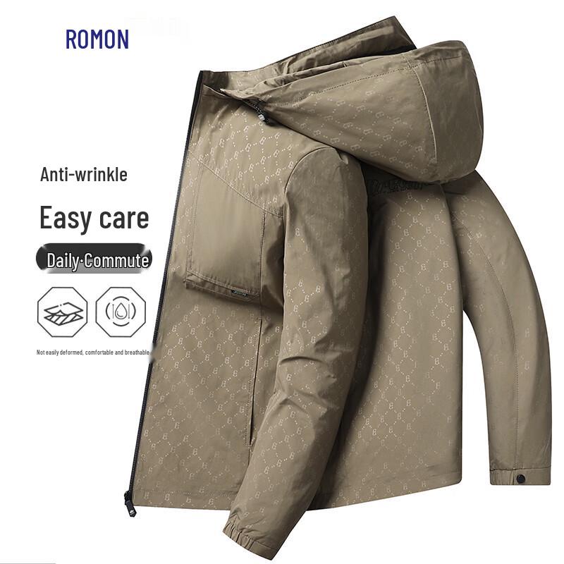 Romon Men's Business Casual Detachable Hood Jacket