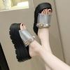 Fashion Female Shoes Slippers Casual String Bead Slides Jelly Flip Flops Platform 2025 Luxury Summer Glitter Fashion Crystal Slippers Ca