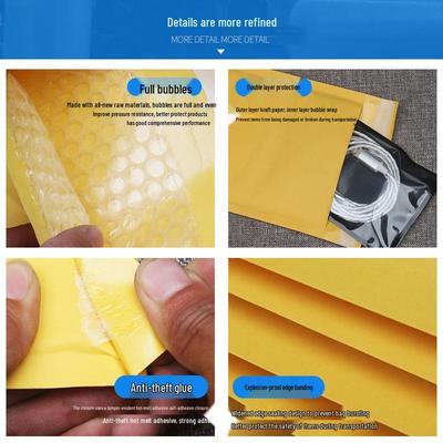 Yellow Kraft Paper Bubble Envelope - Self-Adhesive, Protective Packaging for Express Logistics