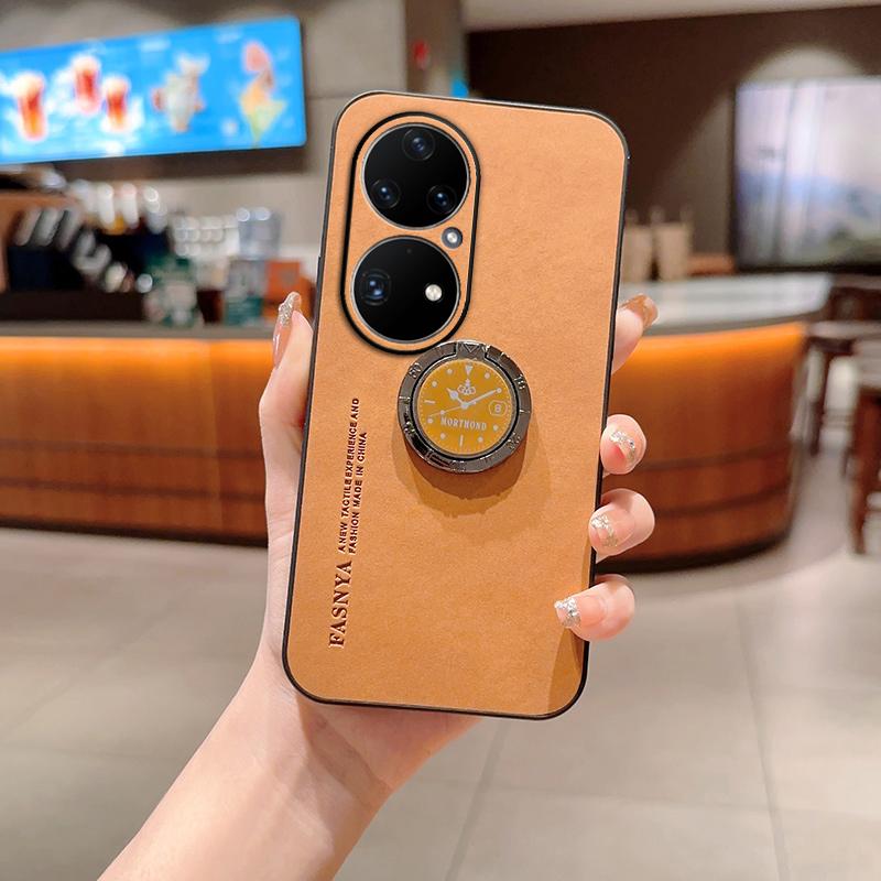 

For Huawei P50 Pro Case Luxury Magnetic Car Holder Ring Leather Phone Case For Huawei P 50 P50Pro Camera Shockproof Back Cover For P50 Pro