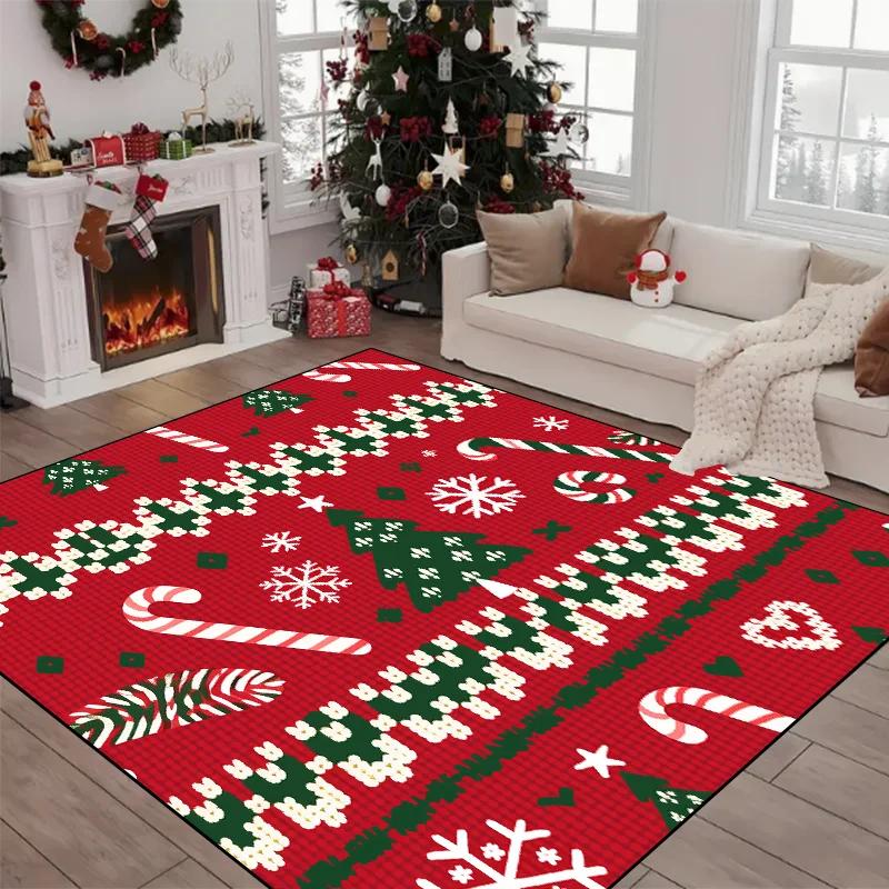 

Christmas Party Poinsettia Carpet for Living Room Home Decor Sofa Table Large Area Rugs Hallway Balcony Mat Non-slip Doormat 60*90cm