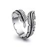 Feather Leaf Ring, Opening Adjustable Retro Old Index Finger Ring, Texture Personalized Ring Ring