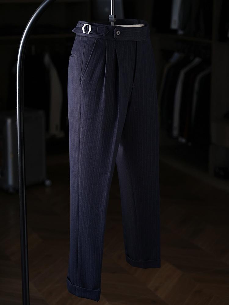 Neapel Retro Herren Businesshose - Bügelfrei Casual mit Paris-Schnalle