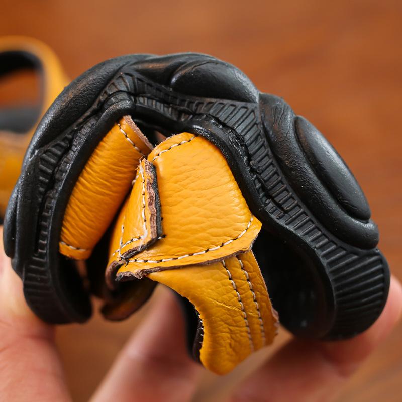 Children's foreign trade sandals 2025 summer new beach sandals boys genuine leather cowhide breathable comfortable flat sandals