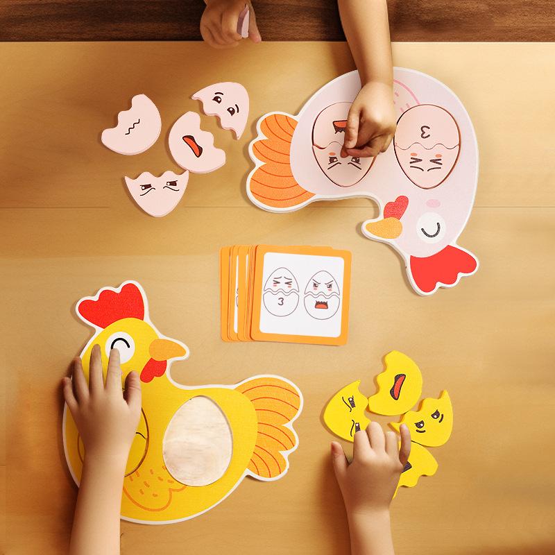 Montessori Wooden Puzzle Games Expression Emotion Egg Face Board Matching Thinking Early Educational Toys for Toddlers Age 3+