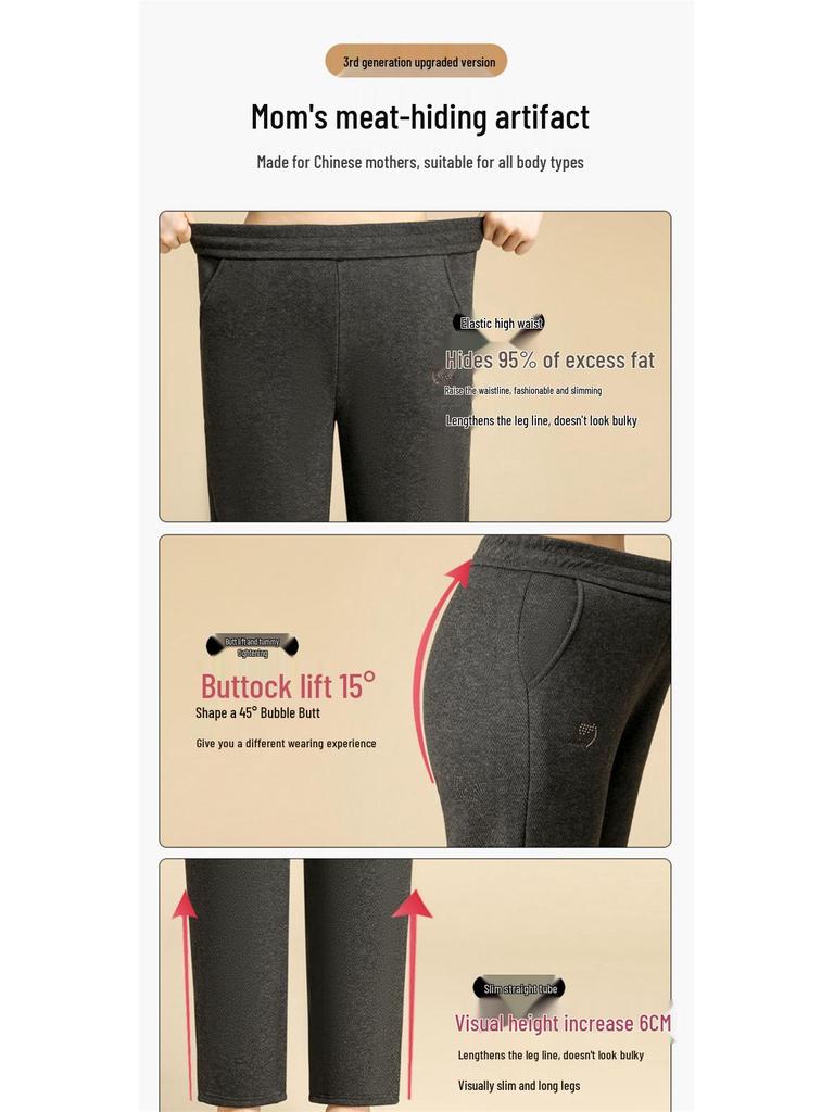 Pantaloni in Lana Foderati in Pile da Donna per Anziani - Larghi, Dritti, Stile Autunno/Inverno