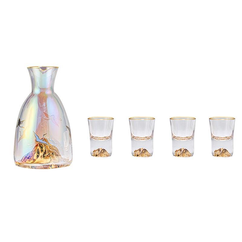 Elegant Dazzling K-Gold Crystal Glass Wine Decanter & Cup Set