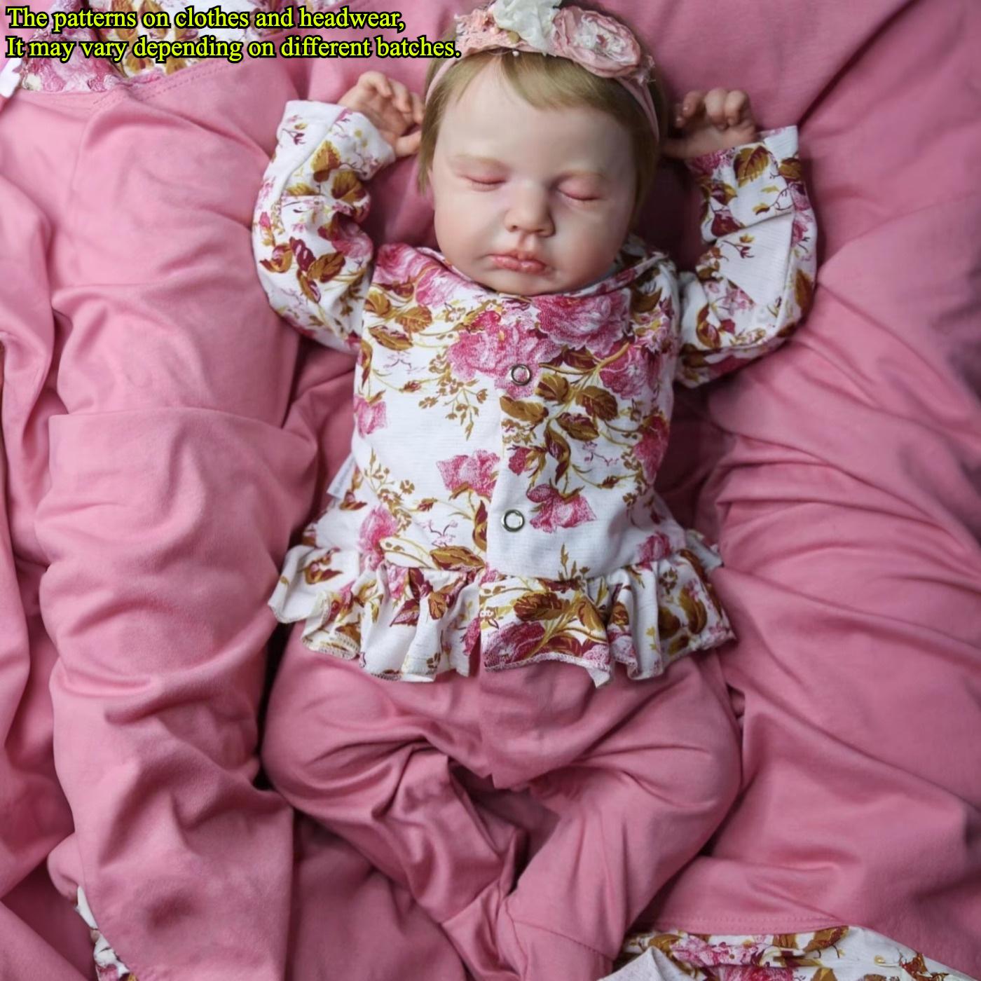 

BZDOLL 20inch Asleep LouLou Reborn Baby Soft Vinyl Limbs 3D Skin Cloth Body Doll 50cm Lifelike Sleeping Girl Baby Art Toy for Kids Birthday Gift cloth body doll