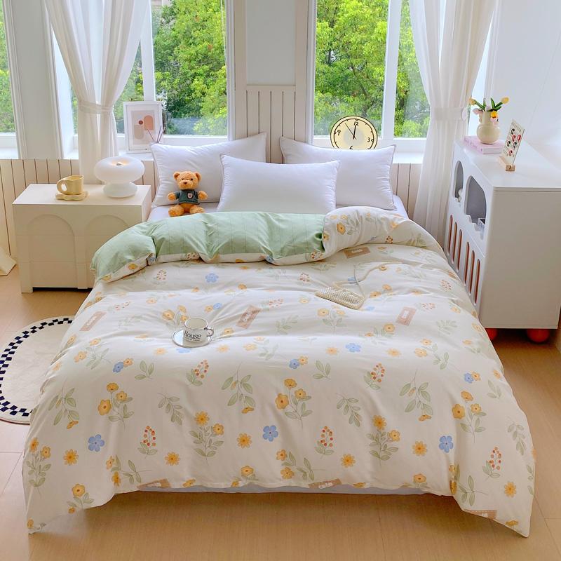 1pc 100% Cotton Floral Duvet Cover Soft Skin-Friendly King Size Comforter Cover with Zipper Spring Summer Breathable Quilt Cover