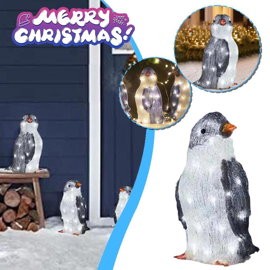 Adorable Christmas Penguin Led Light Garden Decoration With Acrylic Body