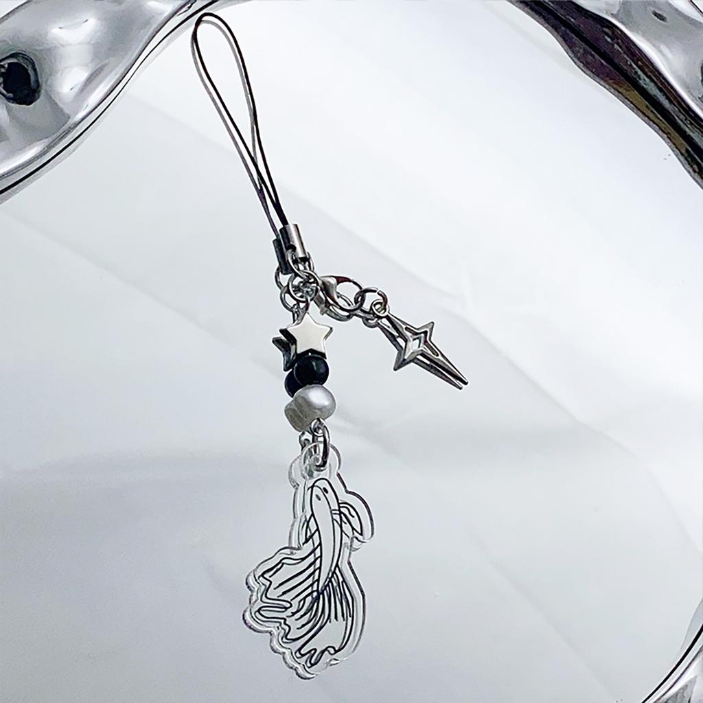 Fashionable Acrylics Fish Cross Bead Phone Charm Lanyard Multipurpose Keychain Pendant Pack of 2 for Trendy Women