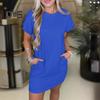 Women's Short Sleeve T-shirt Dress Casual Crew Neck Short Dress with Pockets Summer Mini Shift Dress