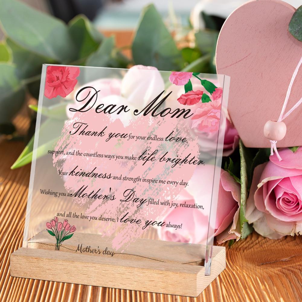 

Acrylic Mom Tabletop Sign Romantic Love Flowers Ornament Home Office Decor Style 4