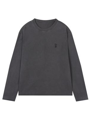 Deobiakaibeu [The B] Waffle Vintage Artwork Long Sleeve T-Shirt Charcoal Gray