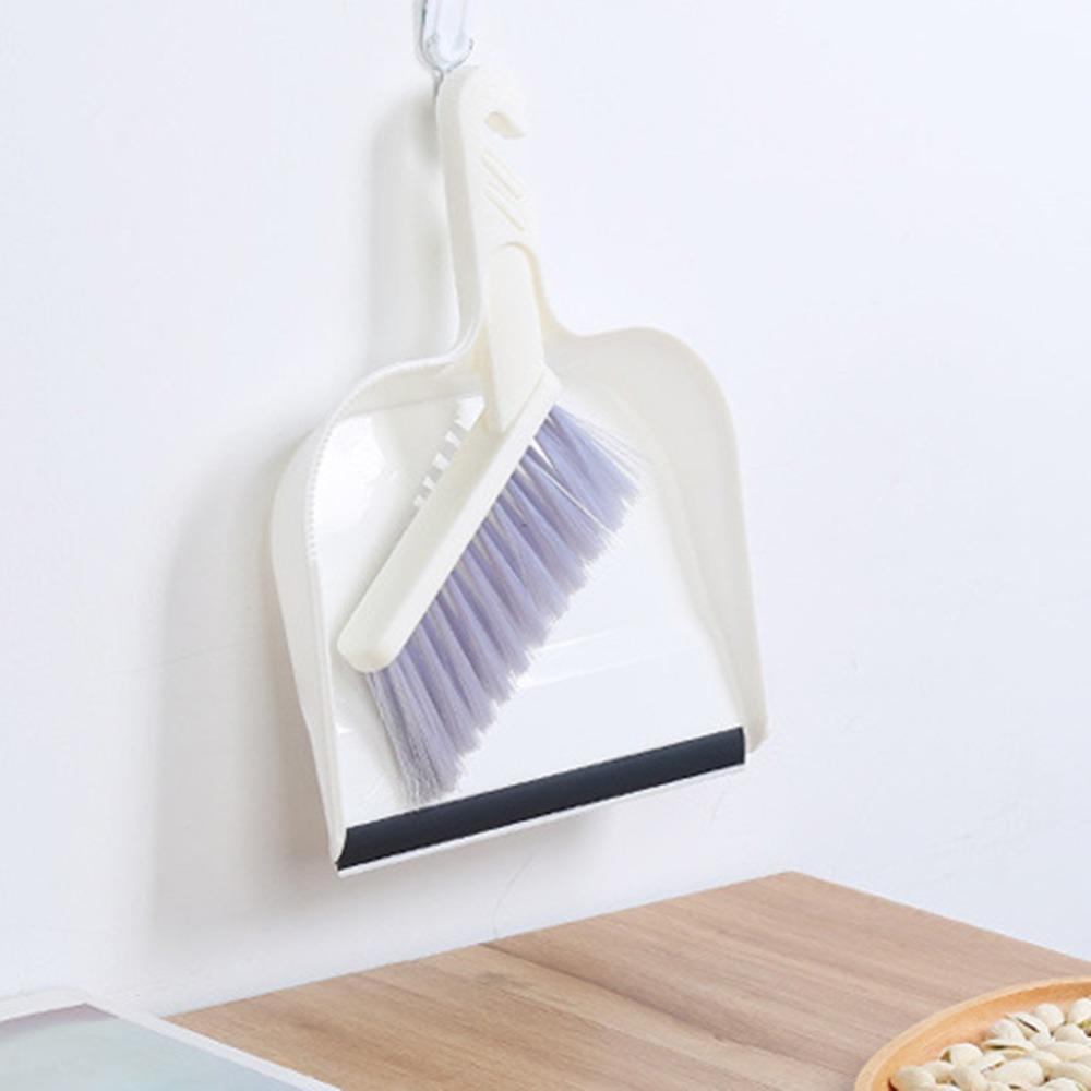 2pcs Plastic Desktop Sweeping Tool White Dustpan Brush Kit Mini Broom Set  Desktop Cleaning