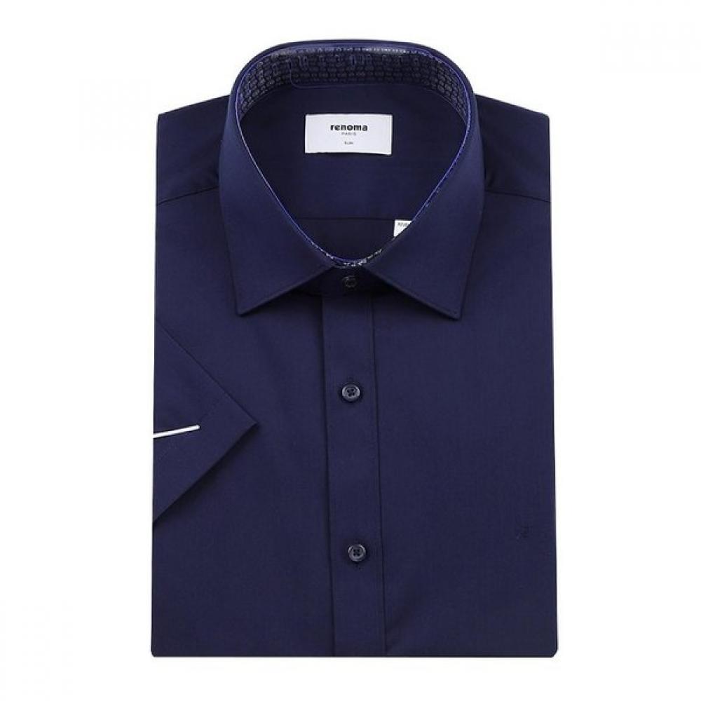 Renoma Slim Fit Tc streTch Twill Navy Short Sleeve Shirt Rzusl0010 Ny 095