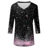 Women's T Shirt CHristmas Print 3/4 Sleeve Daily Weekend Fashion Basic V- Neck Regular Top