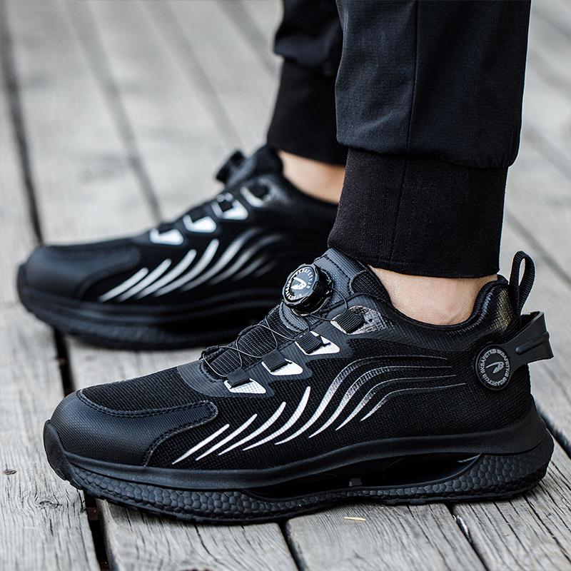 Rotating Button New Safety Shoes Men Anti-smash Anti-puncture Work Shoes Fashion Men Sport Shoes Security Protective Boots Men