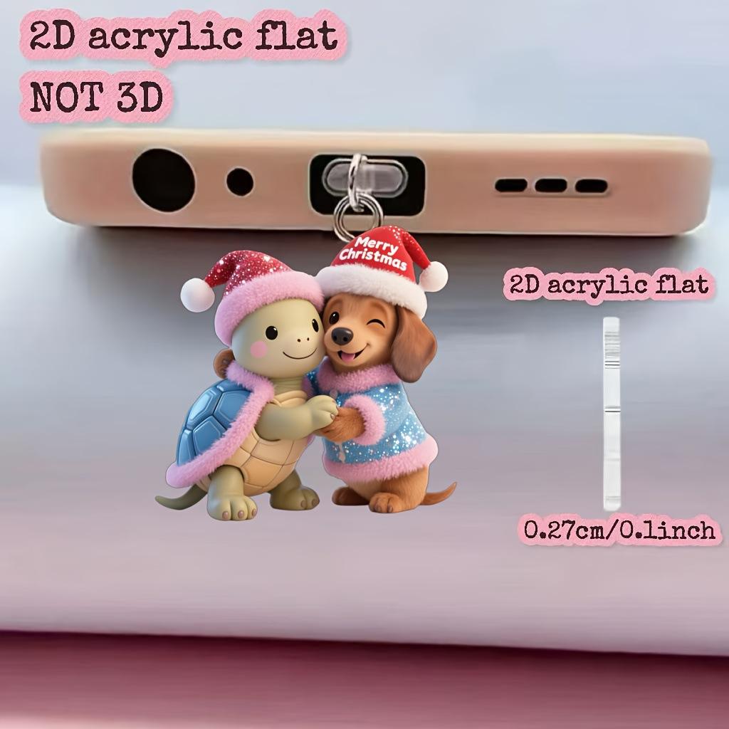 When Christmas Meets Cute Pets, the Acrylic Phone Dust Plug In the Shape of a Puppy and Turtle Becomes a Playful Christmas Gift for Your Phone