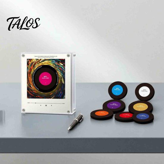 Interactive Refrigerator Magnet Magnetic Music Player, NFC Enabled Vinyl Record Fridge Magnet, Acrylic Decorative Box with LED Light, Decoration
