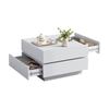 Functional Coffee Table for Living Room, 360 degrees Rotatable, Rotating Tabletop with 2 Shelves and Storage Space, Side Table Frame Pure White