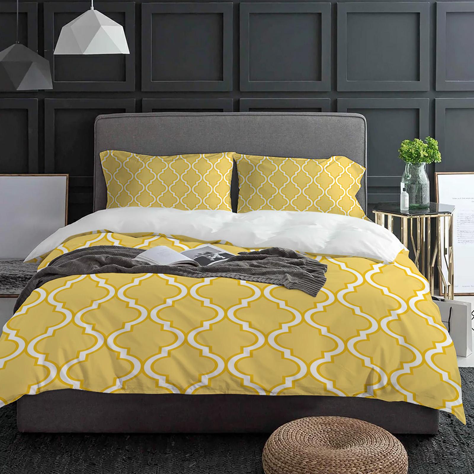 

Yellow Moroccan Geometry Duvet Cover With Pillow Case Custom Comforter 3pcs Bedding Set Quilt Cover Double Bed Home Textile (135x200cm)