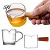 Cănuță de măsurat cafea Carafă de lapte cu mâner de lemn Mini recipient de smântână din sticlă Anti-alunecare pentru Espresso Bol mic pentru sosuri Vas pentru condimente Spumare